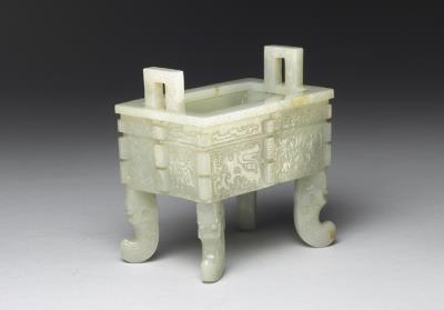 图片[3]-Jade square incense burner with animal-mask pattern, Qing dynasty (1644-1911)-China Archive